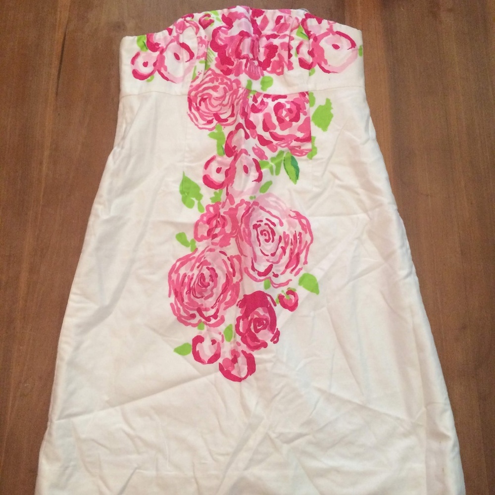 Lily Pulitzer Strapless Floral Dress Sz 8
